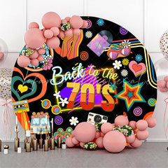 Lofaris Back To The 70s Groovy Daisy Round Birthday Backdrop