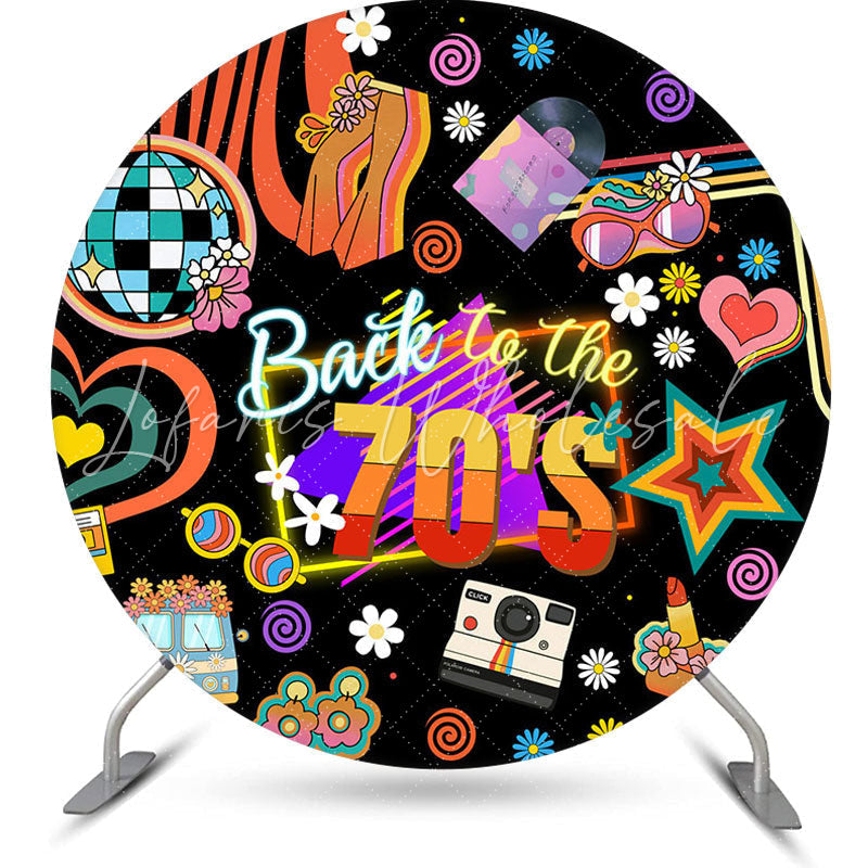 Lofaris Back To The 70s Groovy Daisy Round Birthday Backdrop
