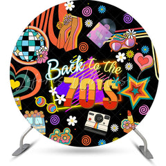 Lofaris Back To The 70s Groovy Daisy Round Birthday Backdrop
