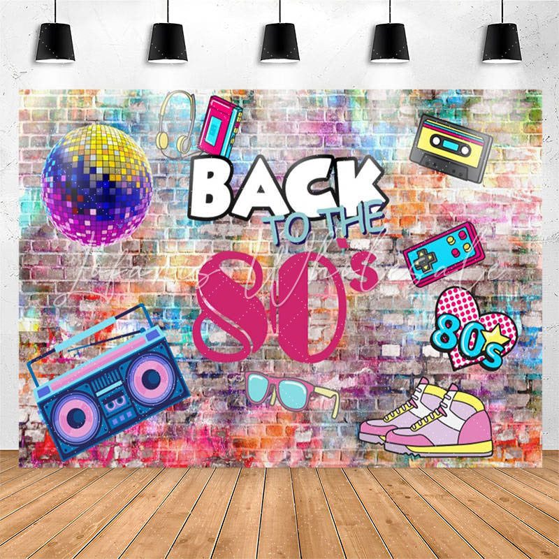 Lofaris Back To The 80S Paint Brick Wall Birthday Backdrop