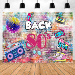Lofaris Back To The 80S Paint Brick Wall Birthday Backdrop