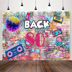 Lofaris Back To The 80S Paint Brick Wall Birthday Backdrop