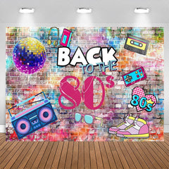 Lofaris Back To The 80S Paint Brick Wall Birthday Backdrop