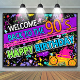 Lofaris Back To The 90S Abstract Themed Happy Birthday Backdrop