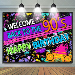Lofaris Back To The 90S Abstract Themed Happy Birthday Backdrop