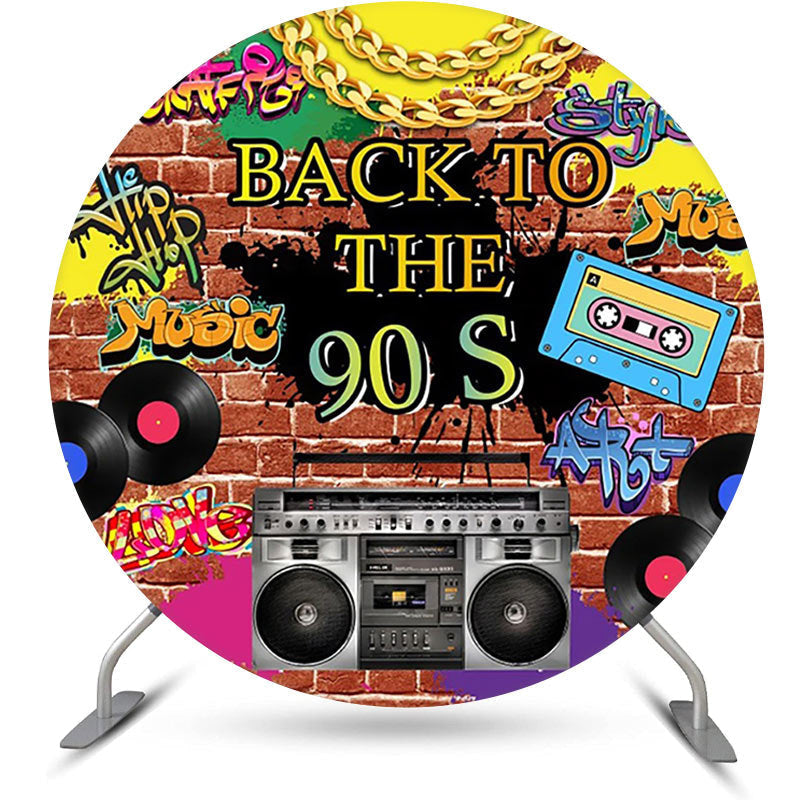 Lofaris Back To The 90s Brick Wall Graffiti Round Backdrop