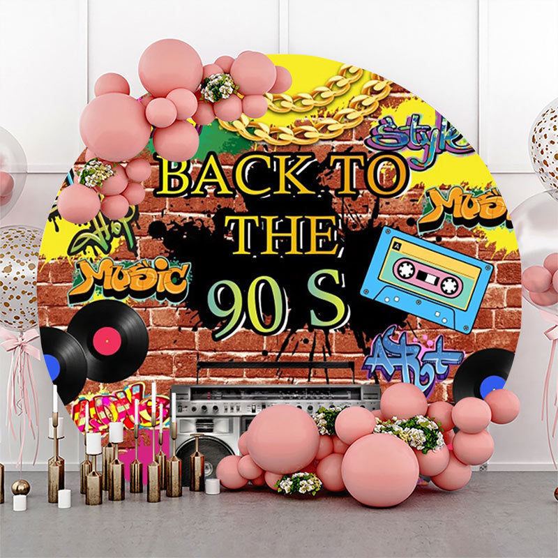 Lofaris Back To The 90s Brick Wall Graffiti Round Backdrop