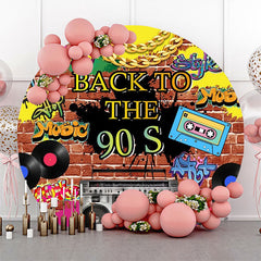 Lofaris Back To The 90s Brick Wall Graffiti Round Backdrop