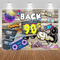 Lofaris Back To The 90S Disco Wood Wall Birthday Backdrop