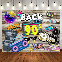 Lofaris Back To The 90S Disco Wood Wall Birthday Backdrop