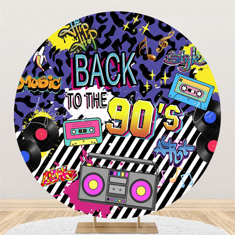 Lofaris Back To The 90s Hip Hop Stripes Round Dance Backdrop