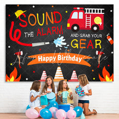 Lofaris Backdrop for Boys Firefighter Happy Birthday