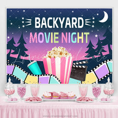 Lofaris Backyard Movie Night With Poporn And Drink Backdrop