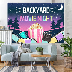 Lofaris Backyard Movie Night With Poporn And Drink Backdrop