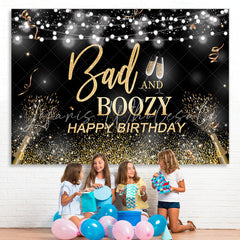 Lofaris Bad and Boozy Black Gold Birthday Backdrop for Man