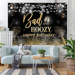 Lofaris Bad and Boozy Black Gold Birthday Backdrop for Man