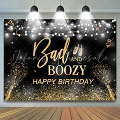 Lofaris Bad and Boozy Black Gold Birthday Backdrop for Man