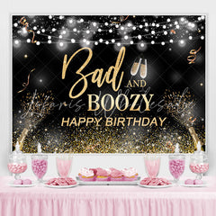 Lofaris Bad and Boozy Black Gold Birthday Backdrop for Man