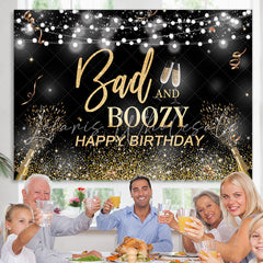 Lofaris Bad and Boozy Black Gold Birthday Backdrop for Man
