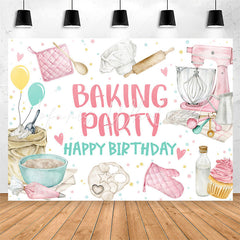 Lofaris Baking Party Pink Happy Birthday Backdrop For Girl