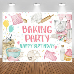Lofaris Baking Party Pink Happy Birthday Backdrop For Girl