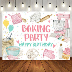 Lofaris Baking Party Pink Happy Birthday Backdrop For Girl