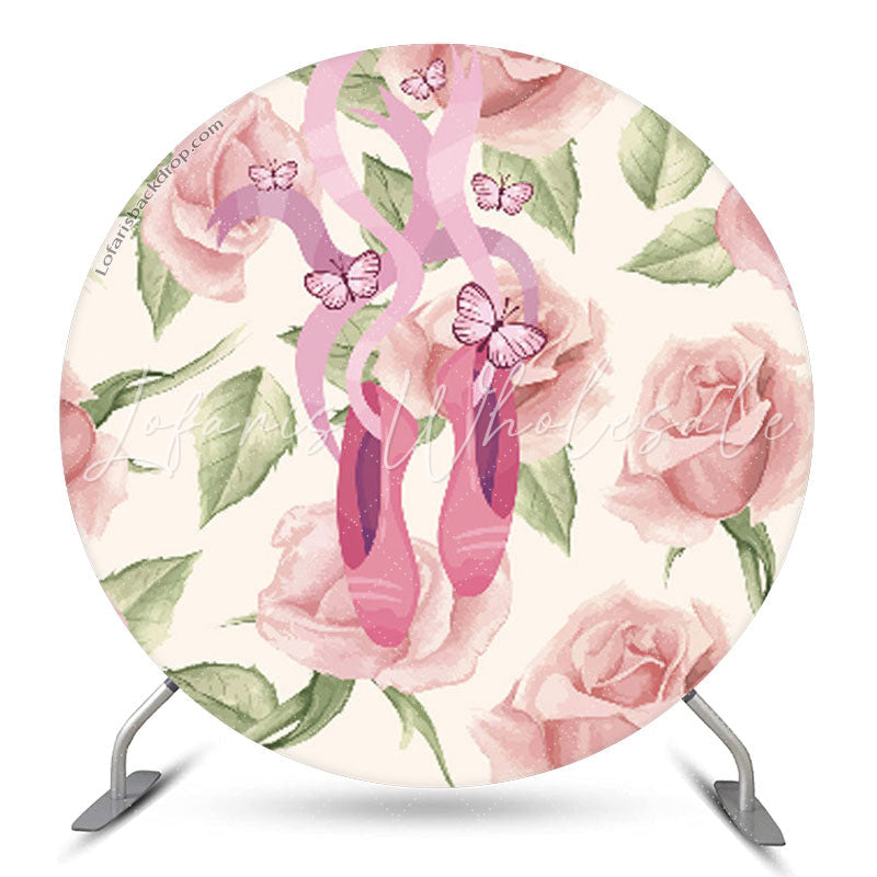 Lofaris Ballerina Party Floral Round Backdrop For Girls