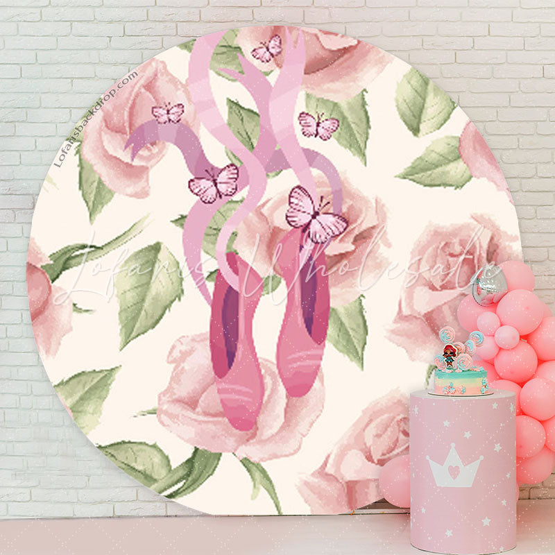 Lofaris Ballerina Party Floral Round Backdrop For Girls