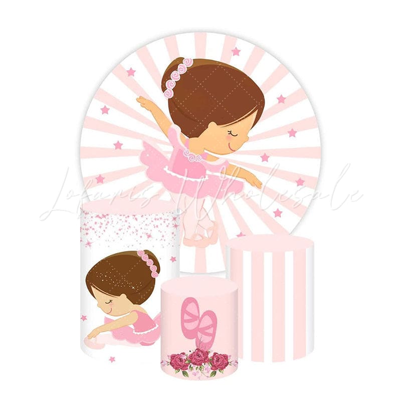Ballet Dancer Themed Round Backdrop and Cylinders Kit for Parties
