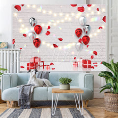 Lofaris Ballon And Gift With White Brick Birthday Backdrop