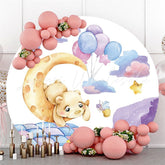Lofaris Balloon Bear Cartoon Happy Birthday Circle Backdrop