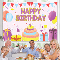 Lofaris Balloon Cake Gifts 1st Happy Birthday Party Celebration Backdrop