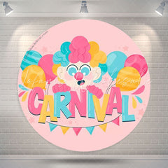 Lofaris Balloon Carnival Party Pink Birthday Round Backdrop