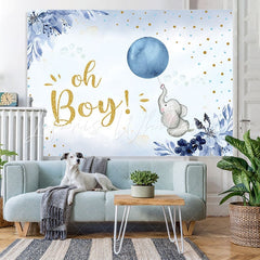 Lofaris Blue Balloon Elephant Oh Boy Photo Backdrop for Baby Shower