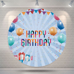 Lofaris Balloon Flag Blue Birthday Party Backdrop Round
