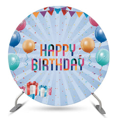 Lofaris Balloon Flag Blue Birthday Party Backdrop Round