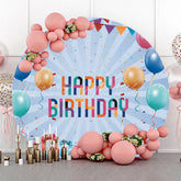 Lofaris Balloon Flag Blue Birthday Party Backdrop Round