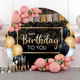 Lofaris Balloon Flag Glitter Happy Birthday Round Backdrop