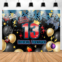 Lofaris Balloon Game 13th Official Teenager Birthday Backdrop