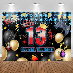 Lofaris Balloon Game 13th Official Teenager Birthday Backdrop