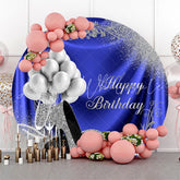 Lofaris Balloon Heel Blue Silver Round Birthday Backdrop