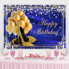 Lofaris Balloon Heels Diamond Royal Blue Happy Birthday Backdrop for Women