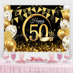 Lofaris Balloon Ribbon With Flag Happy 50Th Birthday Backdrop