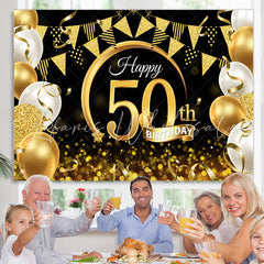 Lofaris Balloon Ribbon With Flag Happy 50Th Birthday Backdrop