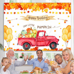 Lofaris Balloon Yellow Leaves Car Happy Birthday Our Little Pumpkin Backdrop