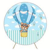 Ballooning Bear Fun Round Backdrop for Kids Celebration