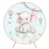 Ballooning Elephant Round Backdrop for Kids Party