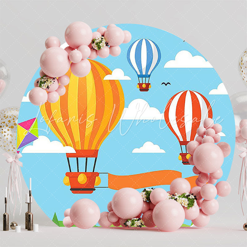 Balloons and Kites Colorful Round Backdrop for Party