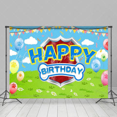 Balloons Dog Paw Birthday Backdrop For Boy Or Girls