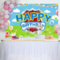 Balloons Dog Paw Birthday Backdrop For Boy Or Girls